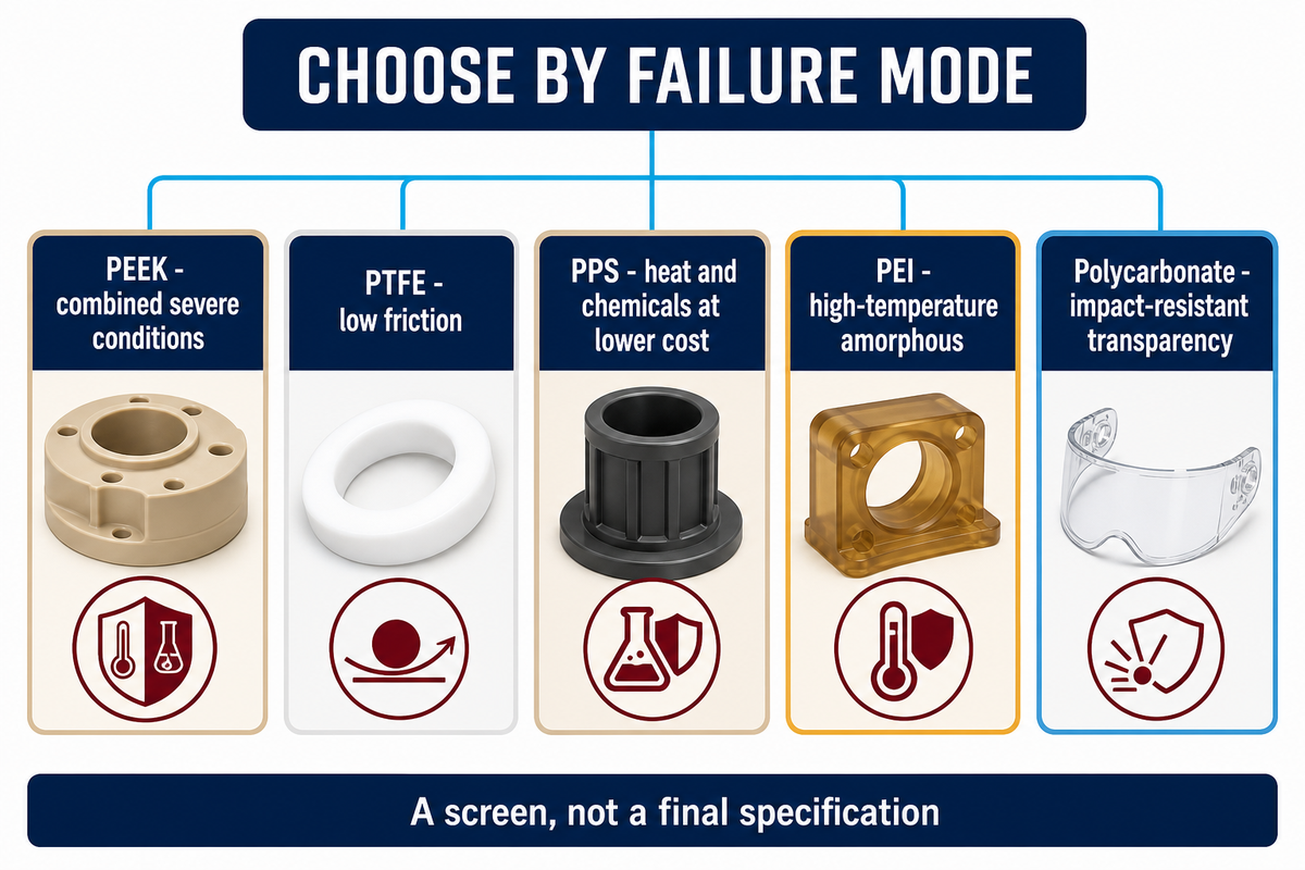 PEEK vs PTFE, PPS, PEI, and polycarbonate: a first-pass screen — Turbo Plastic